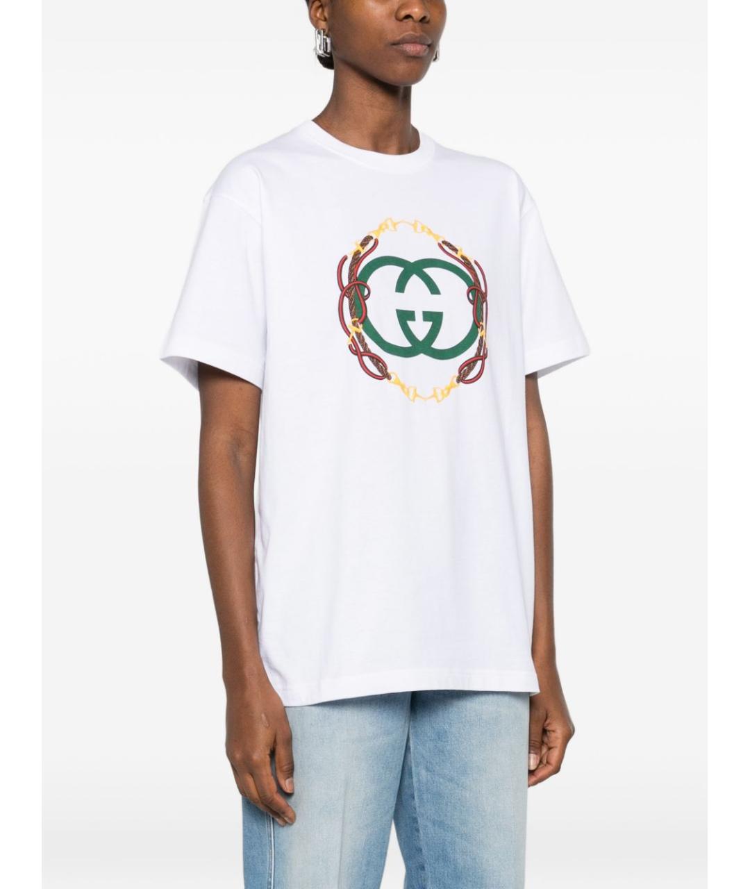 GUCCI Белая хлопковая футболка, фото 3