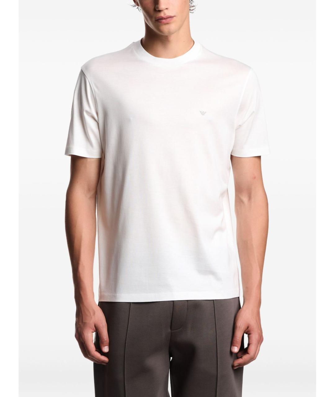 EMPORIO ARMANI Белая хлопковая футболка, фото 4