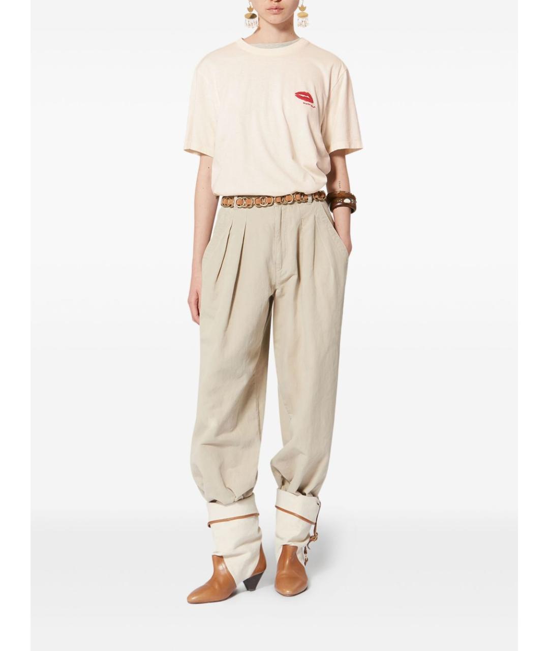 ISABEL MARANT ETOILE Бежевая хлопковая футболка, фото 3