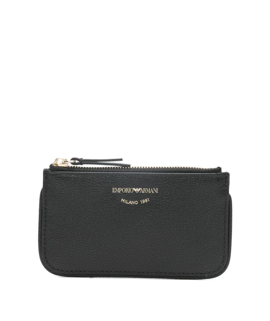 EMPORIO ARMANI Черный кожаный кошелек, фото 1