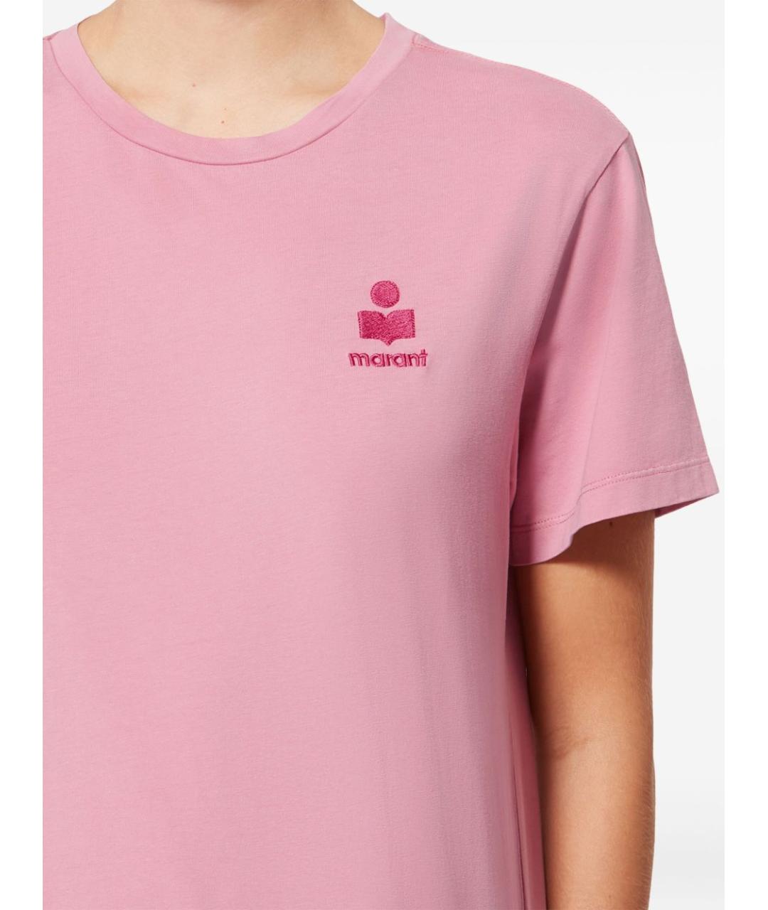 ISABEL MARANT ETOILE Розовая хлопковая футболка, фото 4
