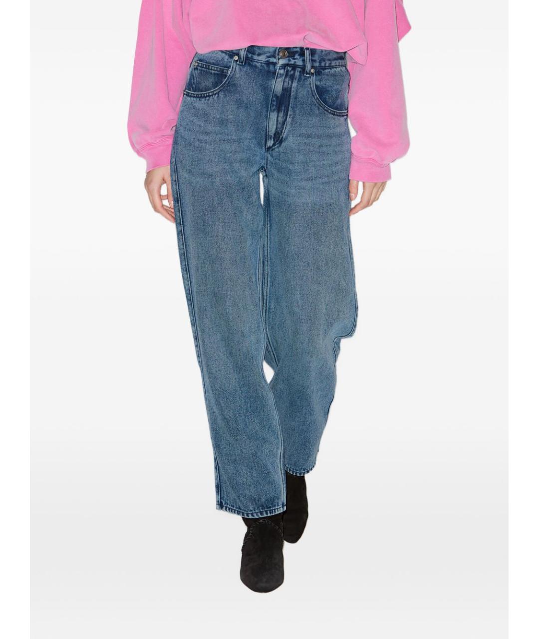 ISABEL MARANT Голубые хлопковые прямые джинсы, фото 4