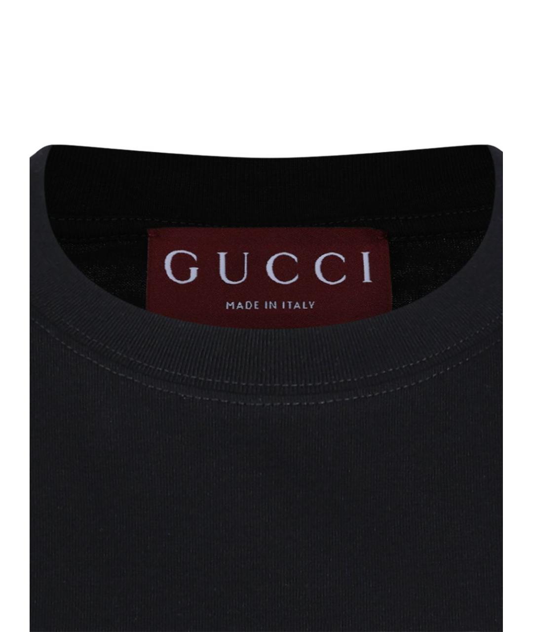 GUCCI Черная хлопковая футболка, фото 3