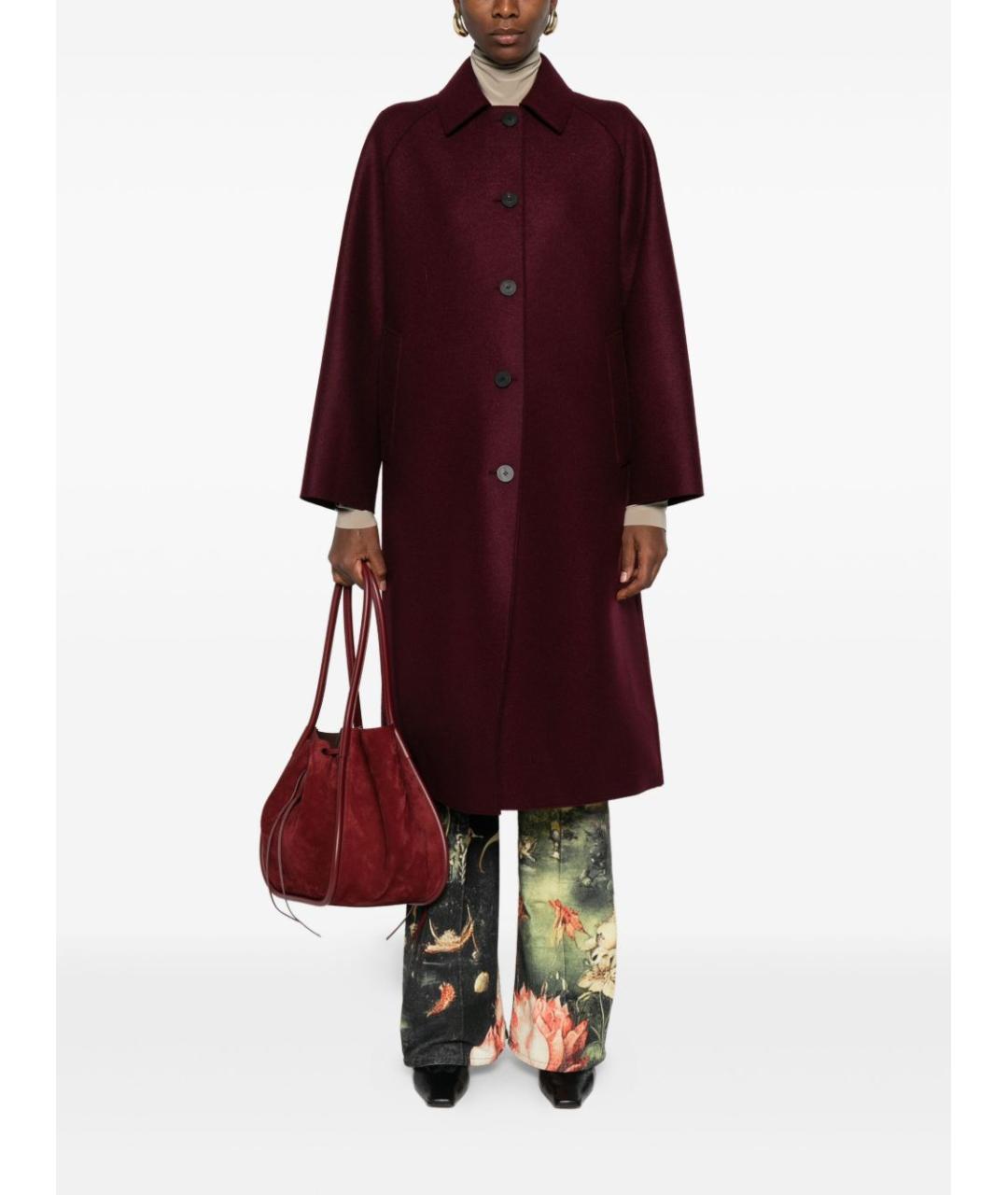 HARRIS WHARF LONDON Бордовое шерстяное пальто, фото 4