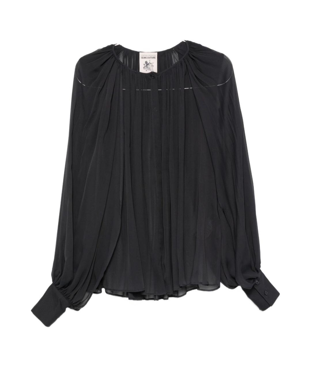 SEMICOUTURE Черная шелковая блузы, фото 1