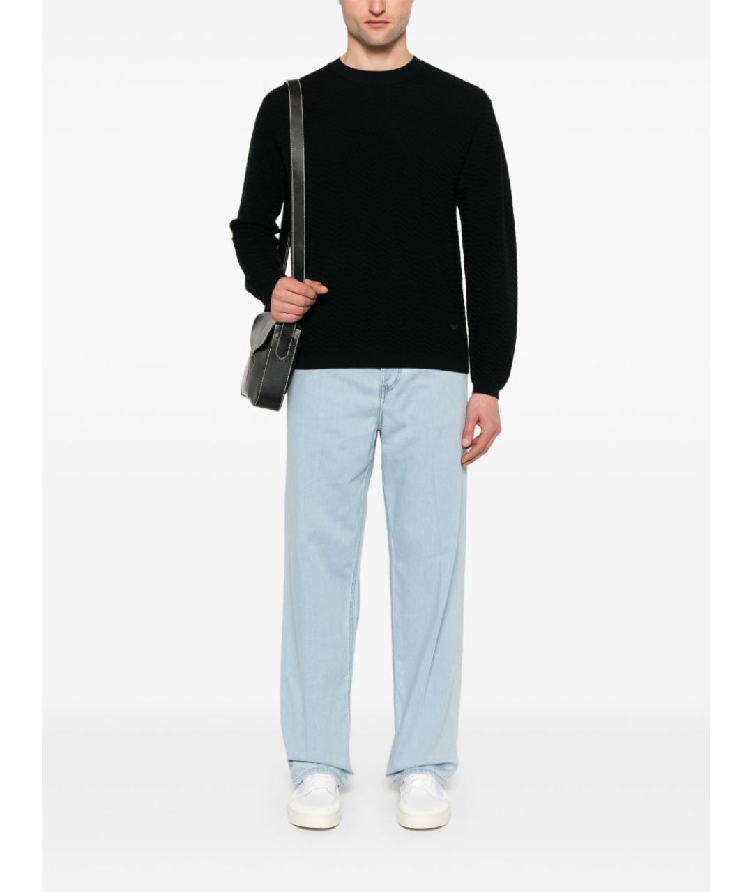 EMPORIO ARMANI Темно-синий шерстяной джемпер / свитер, фото 5