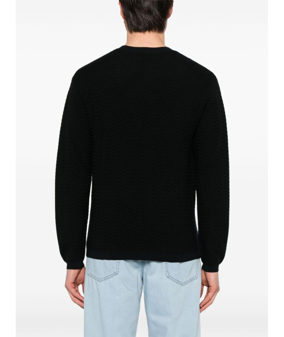 EMPORIO ARMANI Темно-синий шерстяной джемпер / свитер, фото 4