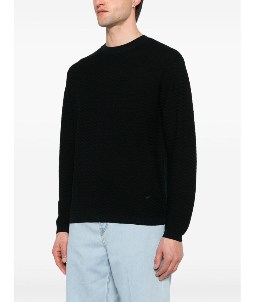 EMPORIO ARMANI Темно-синий шерстяной джемпер / свитер, фото 2