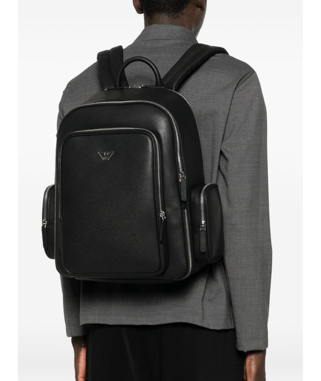 EMPORIO ARMANI Черный рюкзак из искусственной кожи, фото 2