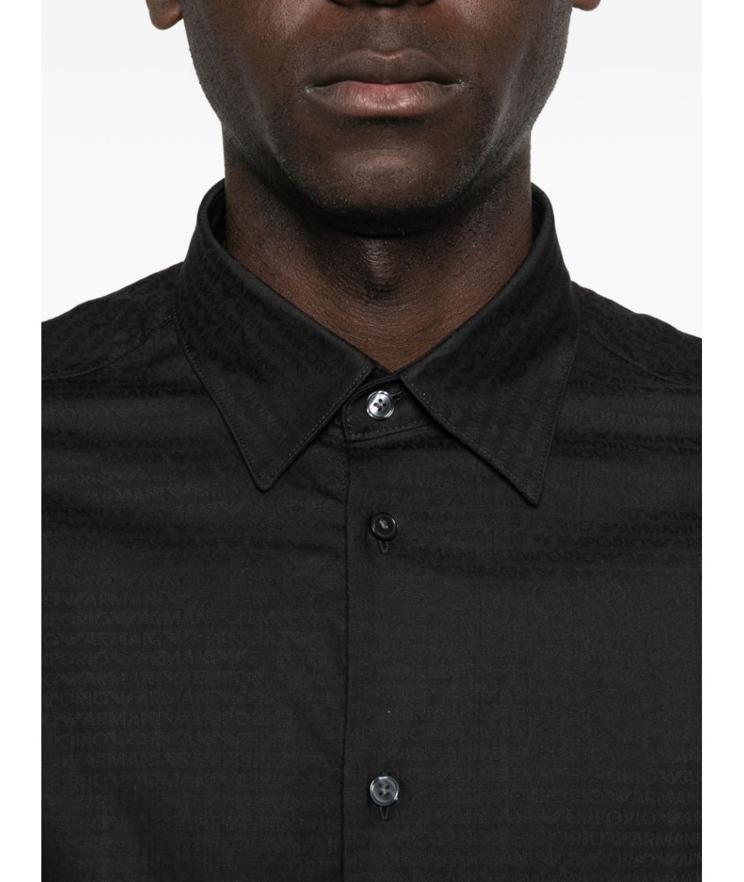 EMPORIO ARMANI Черная хлопковая кэжуал рубашка, фото 5