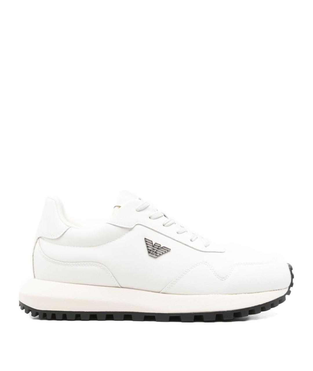 EMPORIO ARMANI Белые текстильные низкие кроссовки / кеды, фото 1