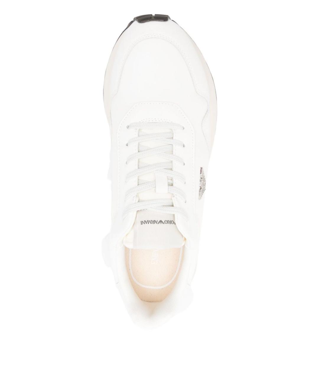 EMPORIO ARMANI Белые текстильные низкие кроссовки / кеды, фото 4