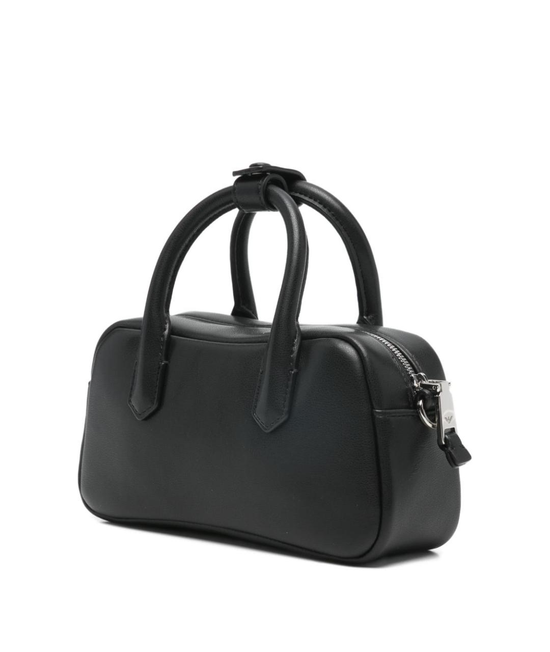 EMPORIO ARMANI Черная кожаная сумка с короткими ручками, фото 5
