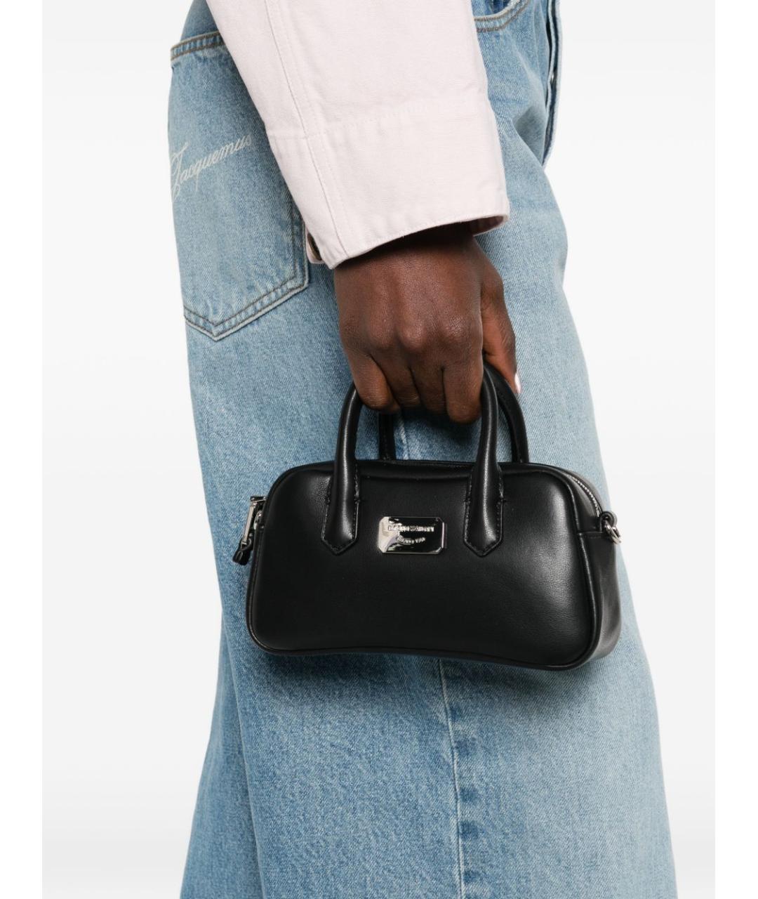 EMPORIO ARMANI Черная кожаная сумка с короткими ручками, фото 2