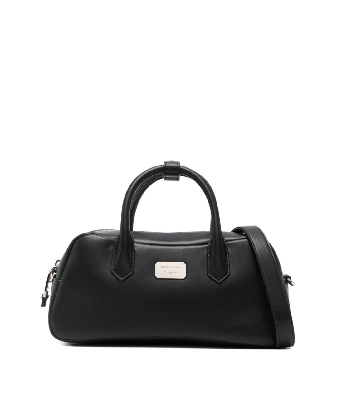 EMPORIO ARMANI Черная кожаная сумка тоут, фото 1