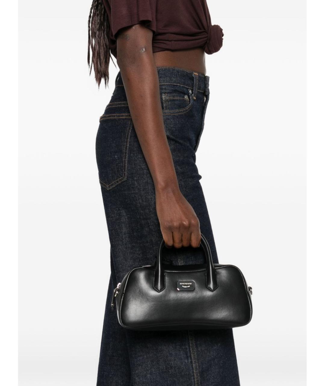 EMPORIO ARMANI Черная кожаная сумка тоут, фото 2