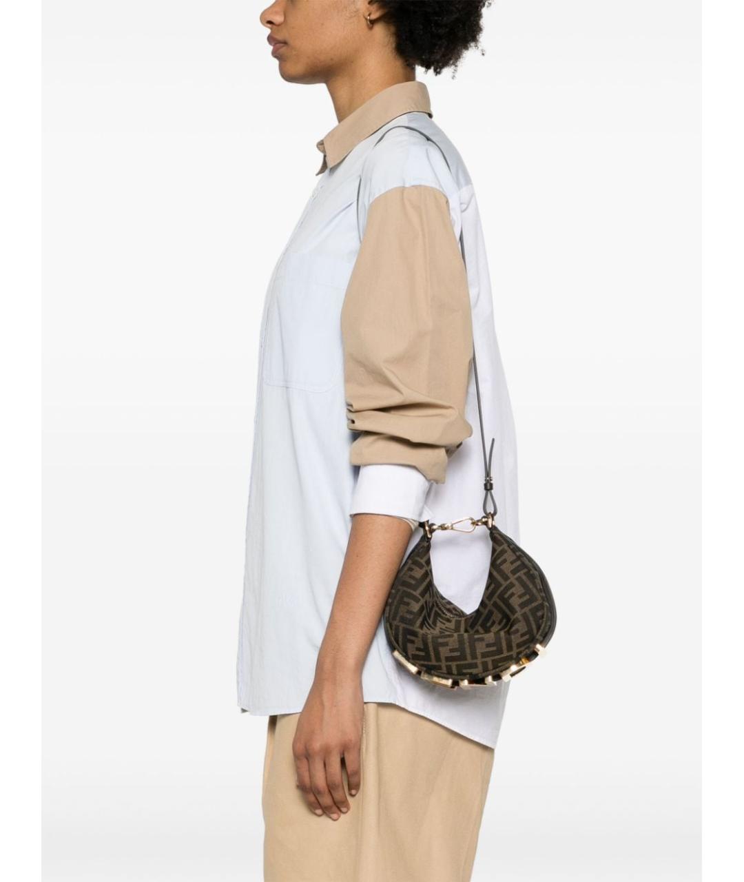 FENDI Коричневая тканевая сумка через плечо, фото 3