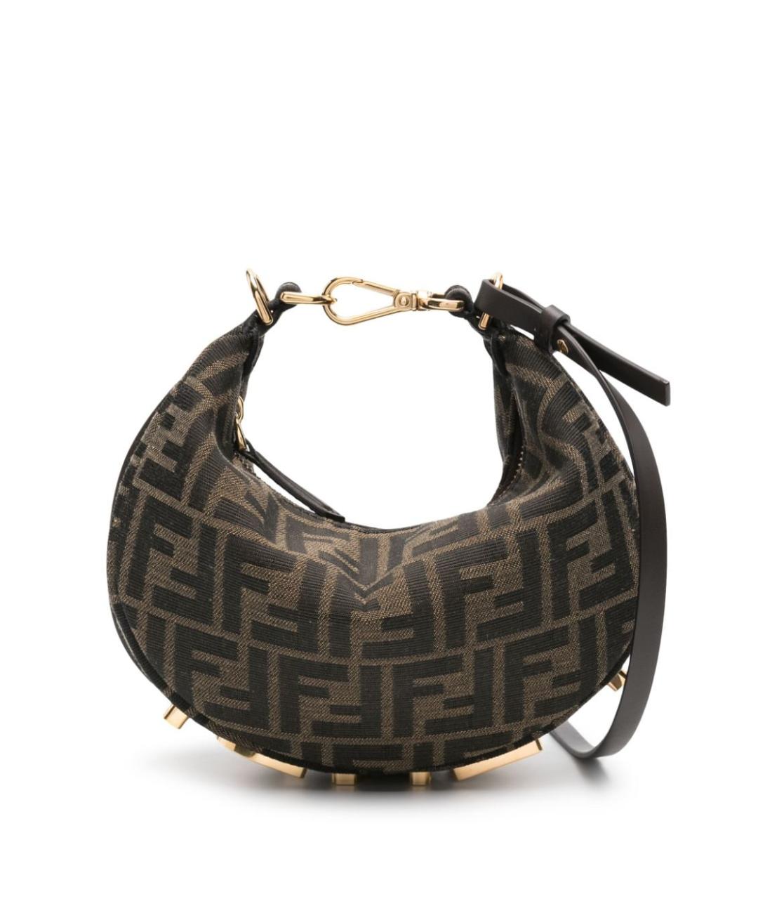 FENDI Коричневая тканевая сумка через плечо, фото 1