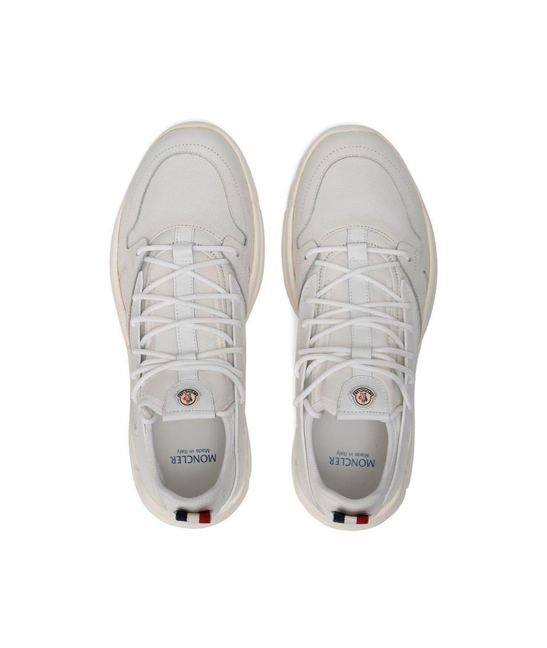 MONCLER Белые кожаные низкие кроссовки / кеды, фото 3