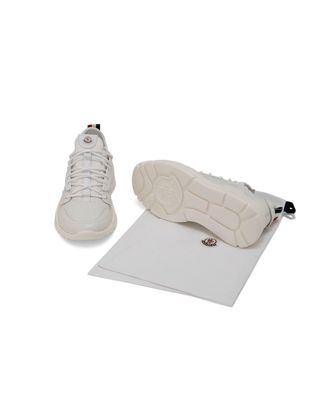 MONCLER Белые кожаные низкие кроссовки / кеды, фото 6