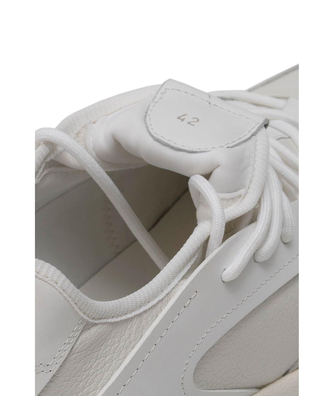 MONCLER Белые кожаные низкие кроссовки / кеды, фото 7