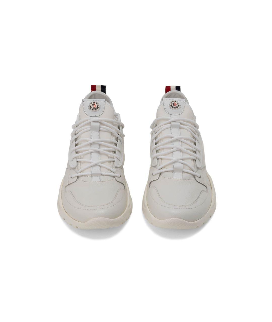 MONCLER Белые кожаные низкие кроссовки / кеды, фото 2