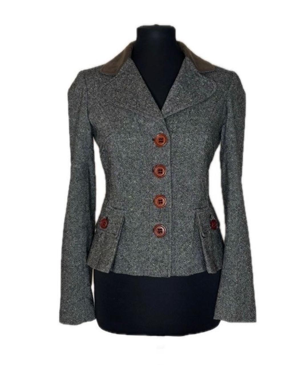 DOLCE&GABBANA Антрацитовый шерстяной жакет/пиджак, фото 7