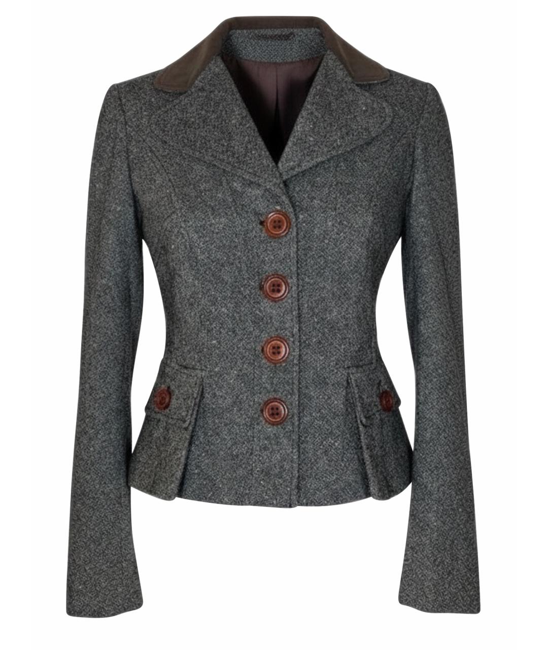 DOLCE&GABBANA Антрацитовый шерстяной жакет/пиджак, фото 1