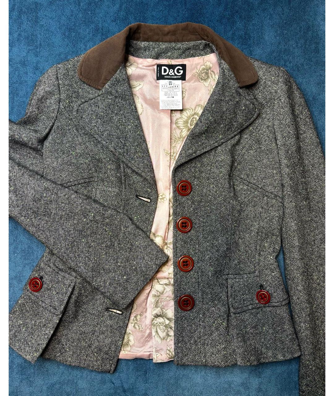 DOLCE&GABBANA Антрацитовый шерстяной жакет/пиджак, фото 4