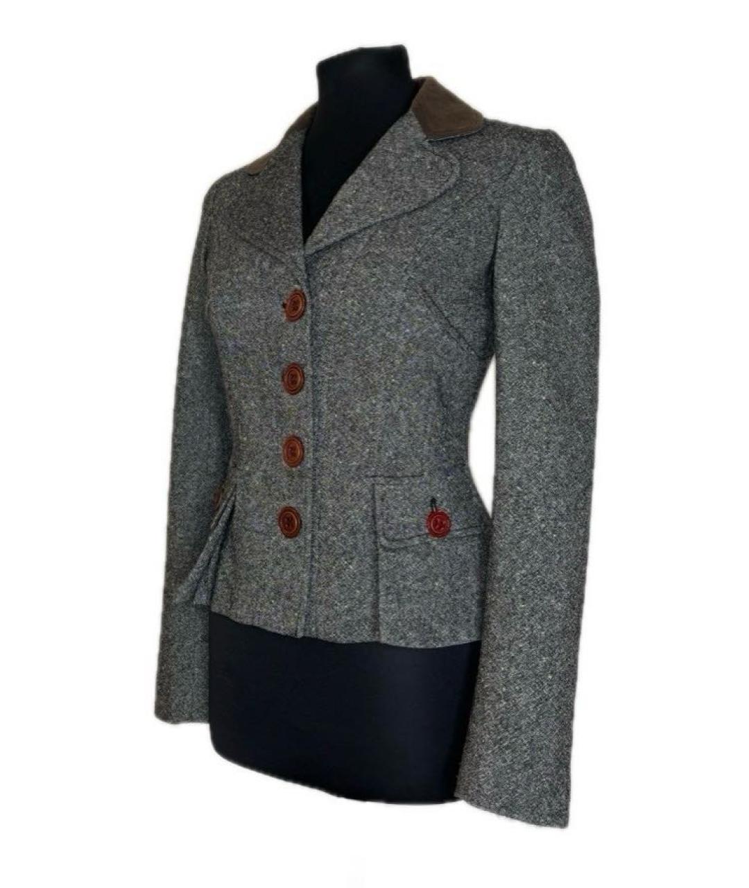 DOLCE&GABBANA Антрацитовый шерстяной жакет/пиджак, фото 3