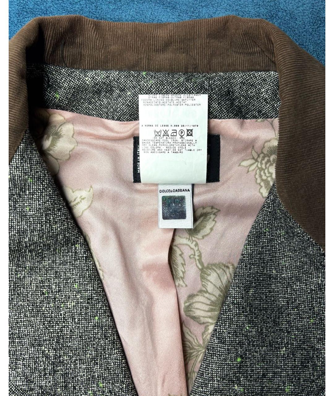 DOLCE&GABBANA Антрацитовый шерстяной жакет/пиджак, фото 6