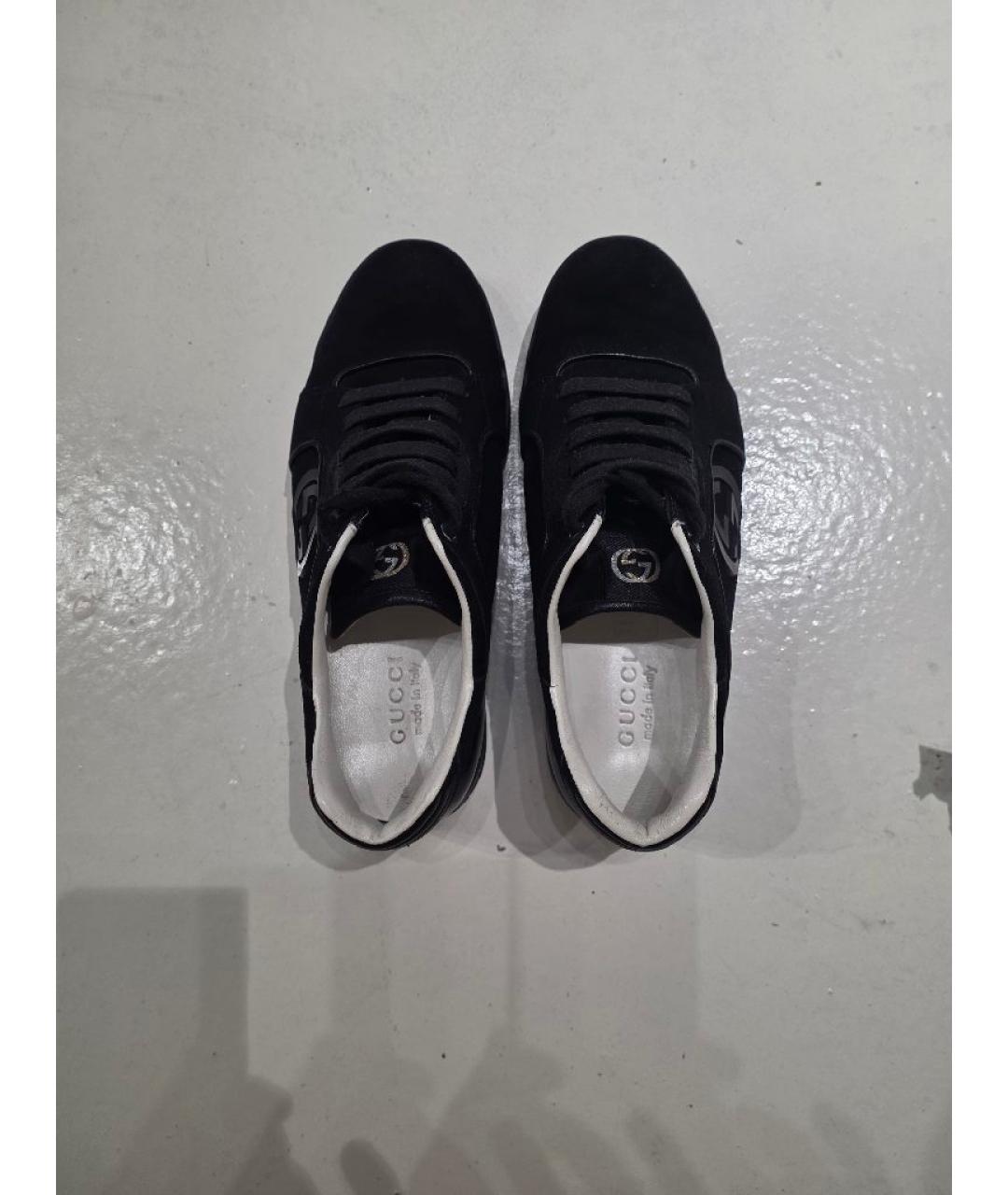 GUCCI Черные замшевые низкие кроссовки / кеды, фото 3