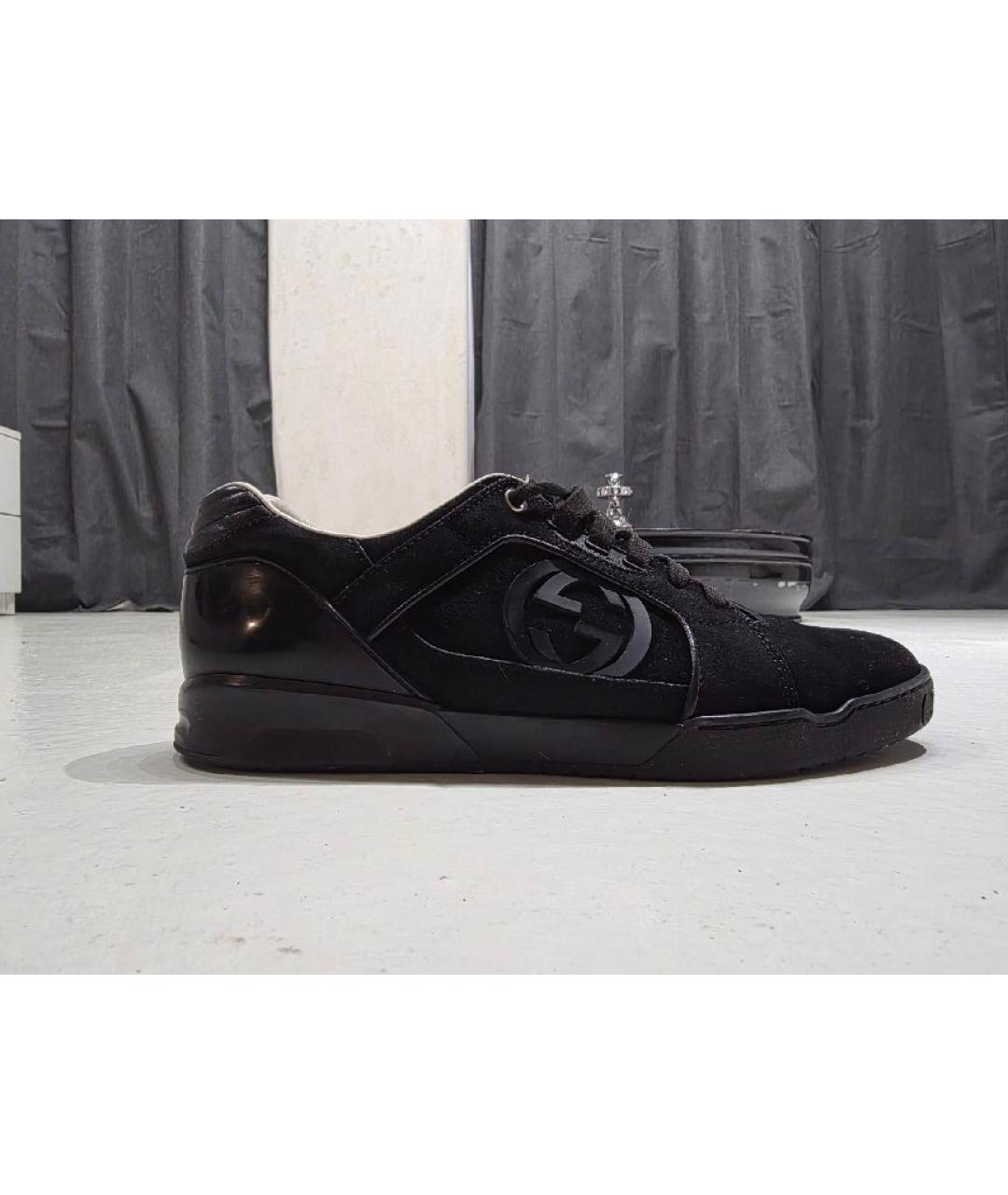 GUCCI Черные замшевые низкие кроссовки / кеды, фото 7