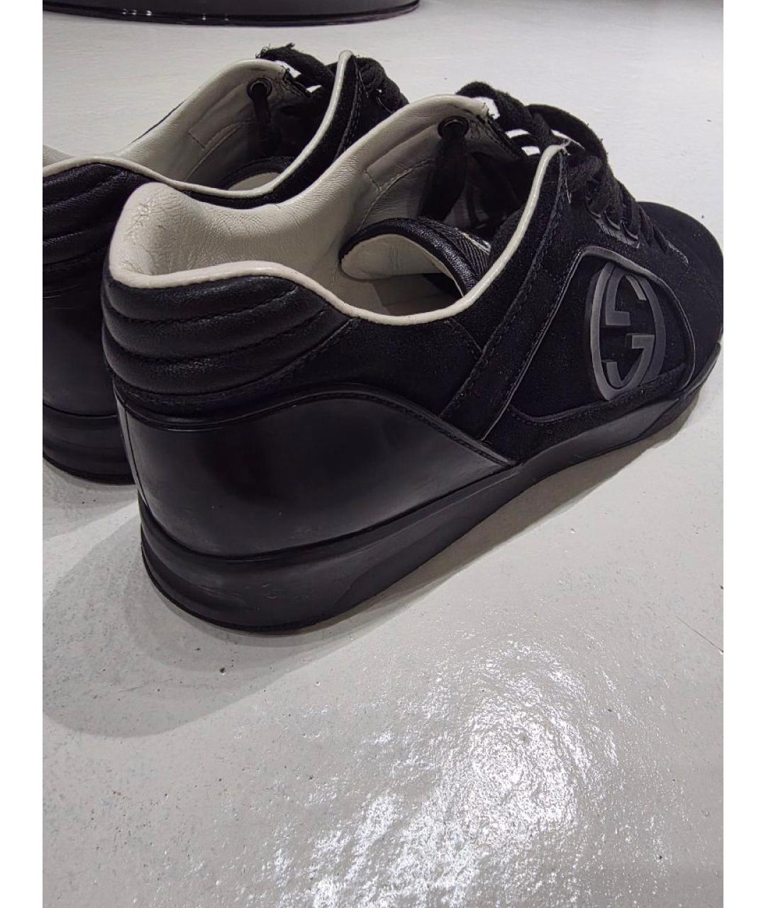 GUCCI Черные замшевые низкие кроссовки / кеды, фото 6