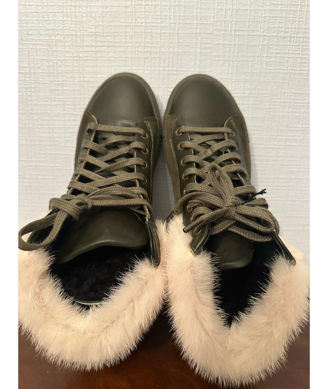 YVES SALOMON Хаки замшевые кеды, фото 3