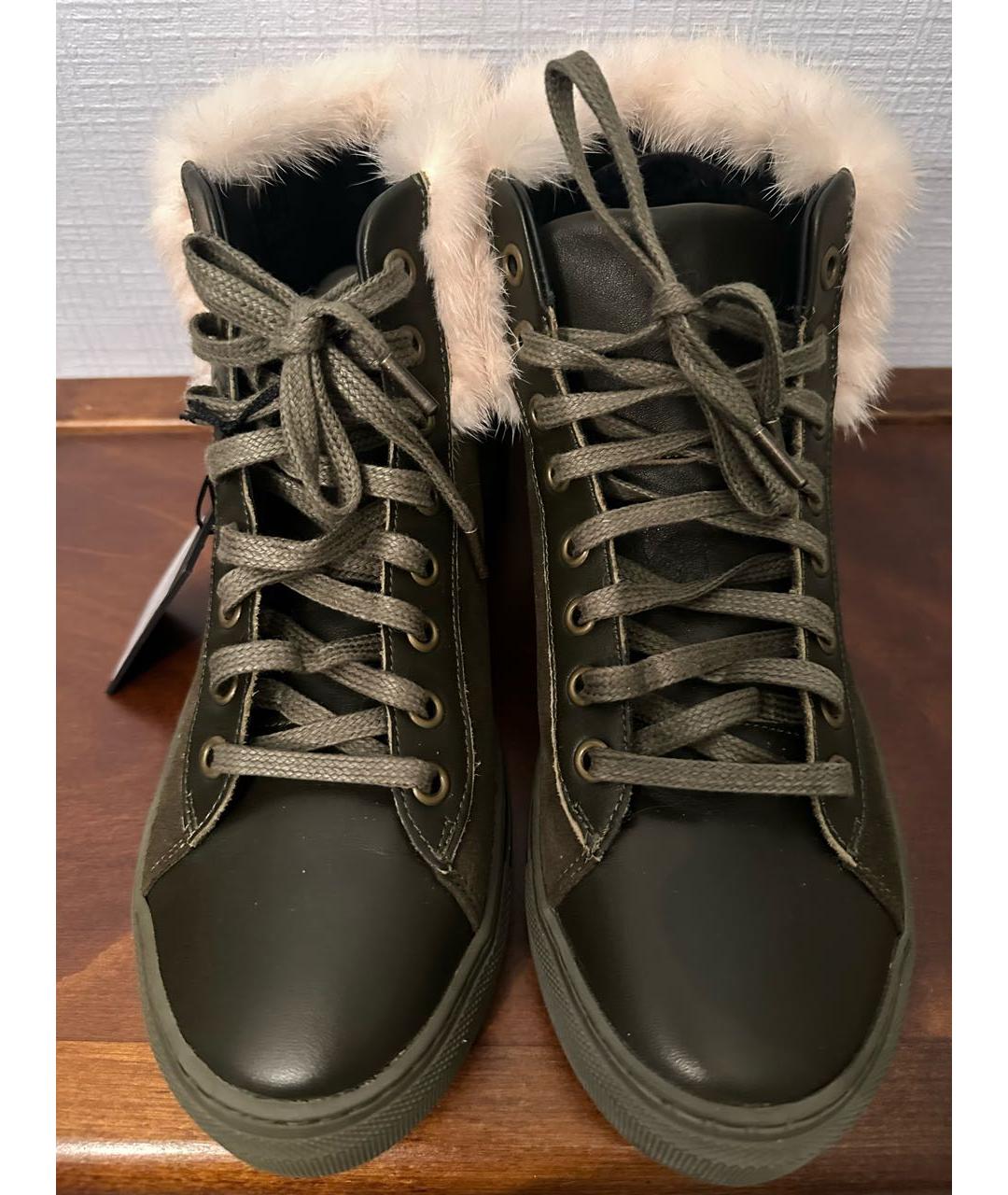 YVES SALOMON Хаки замшевые кеды, фото 2