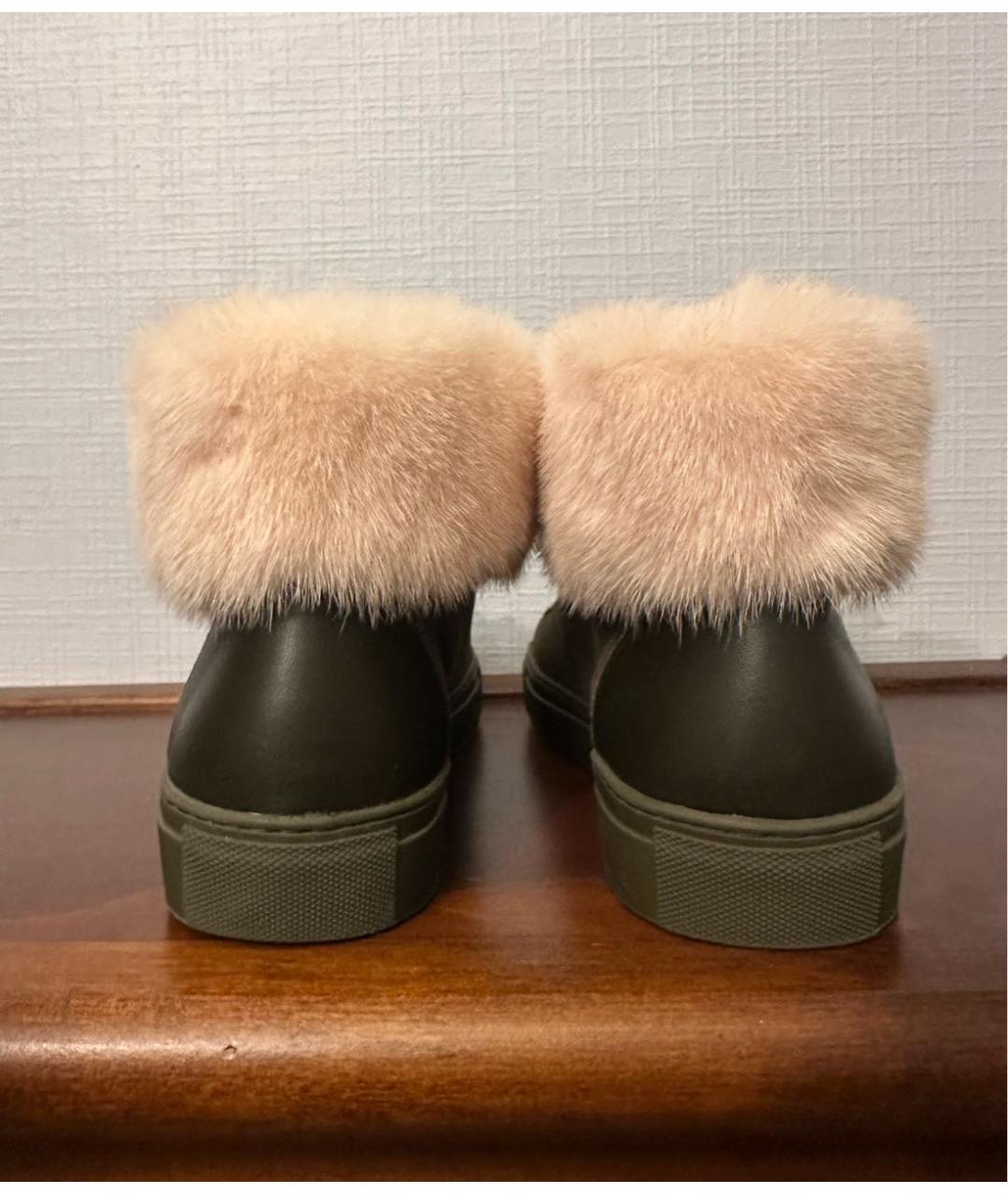 YVES SALOMON Хаки замшевые кеды, фото 4