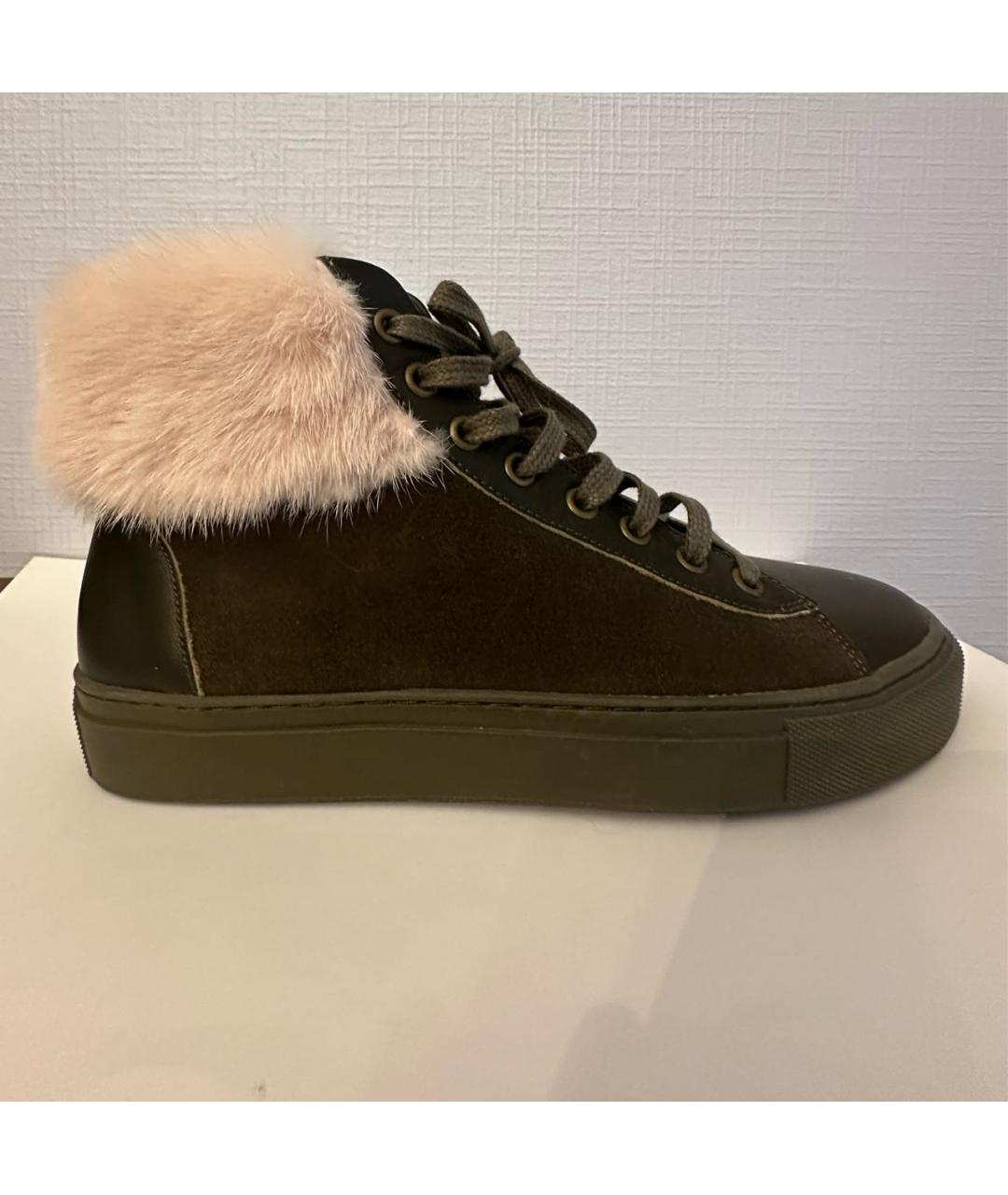 YVES SALOMON Хаки замшевые кеды, фото 7