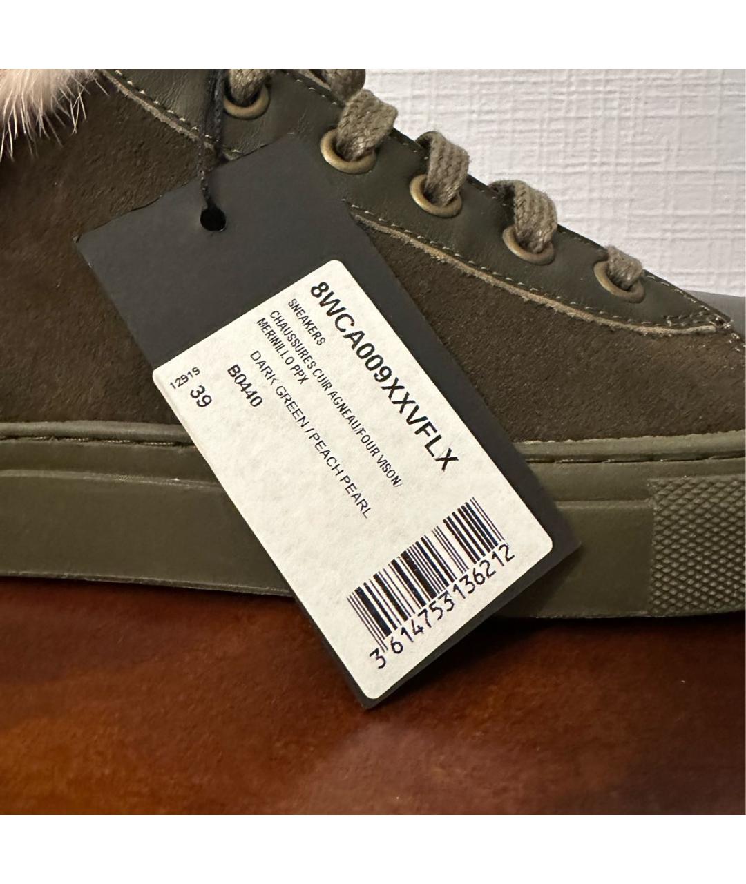 YVES SALOMON Хаки замшевые кеды, фото 5
