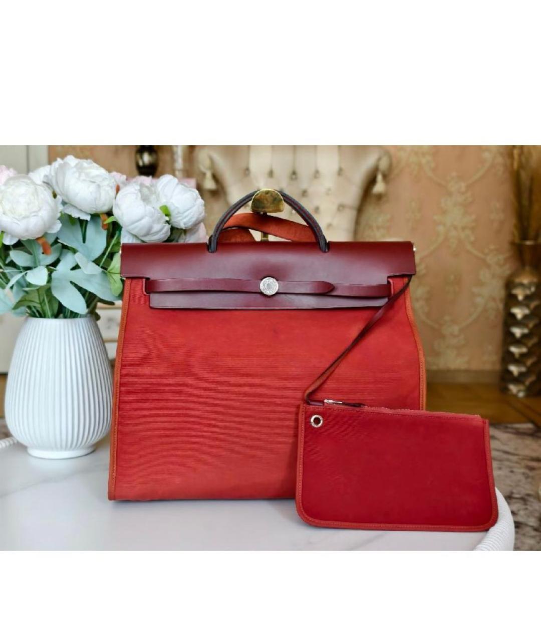 HERMES Бордовая тканевая сумка через плечо, фото 9