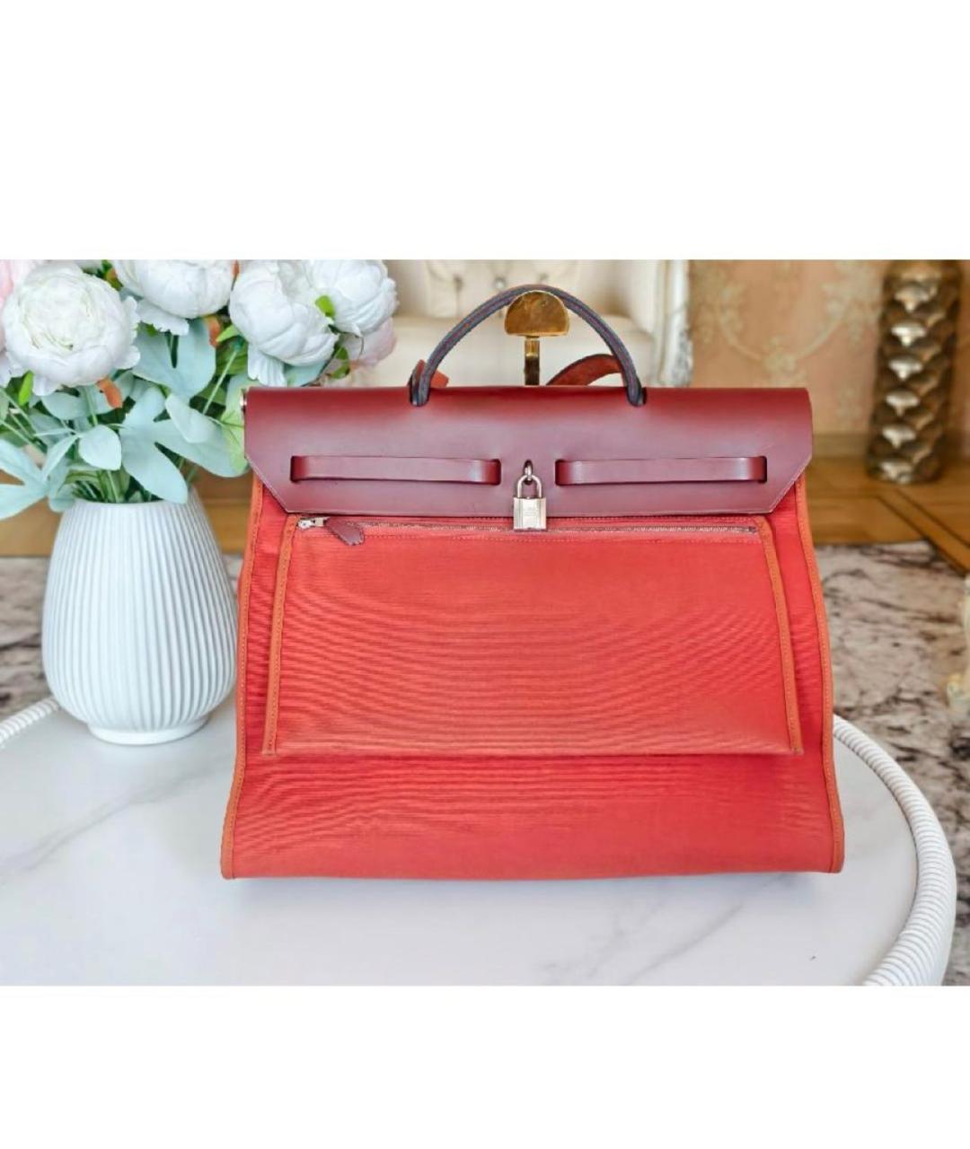 HERMES Бордовая тканевая сумка через плечо, фото 3