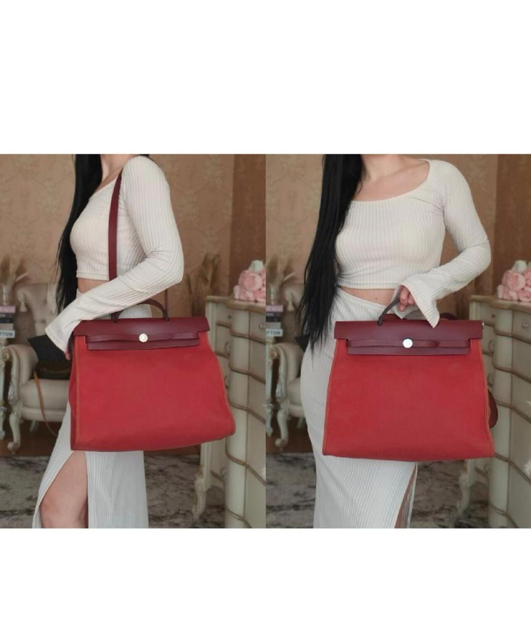 HERMES Бордовая тканевая сумка через плечо, фото 2