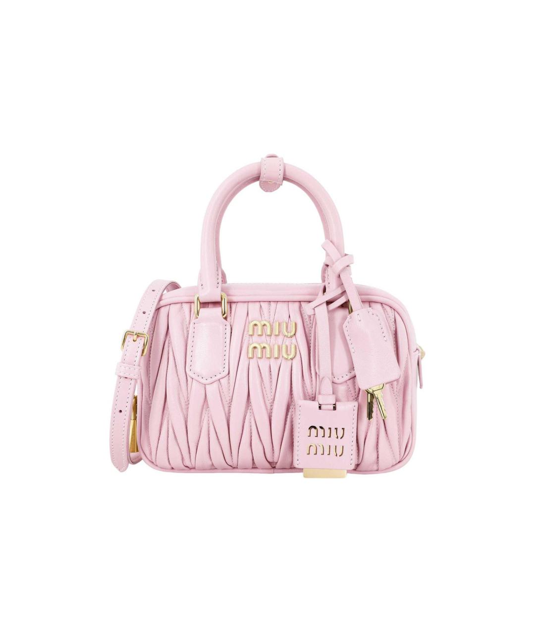MIU MIU Розовая кожаная сумка с короткими ручками, фото 2