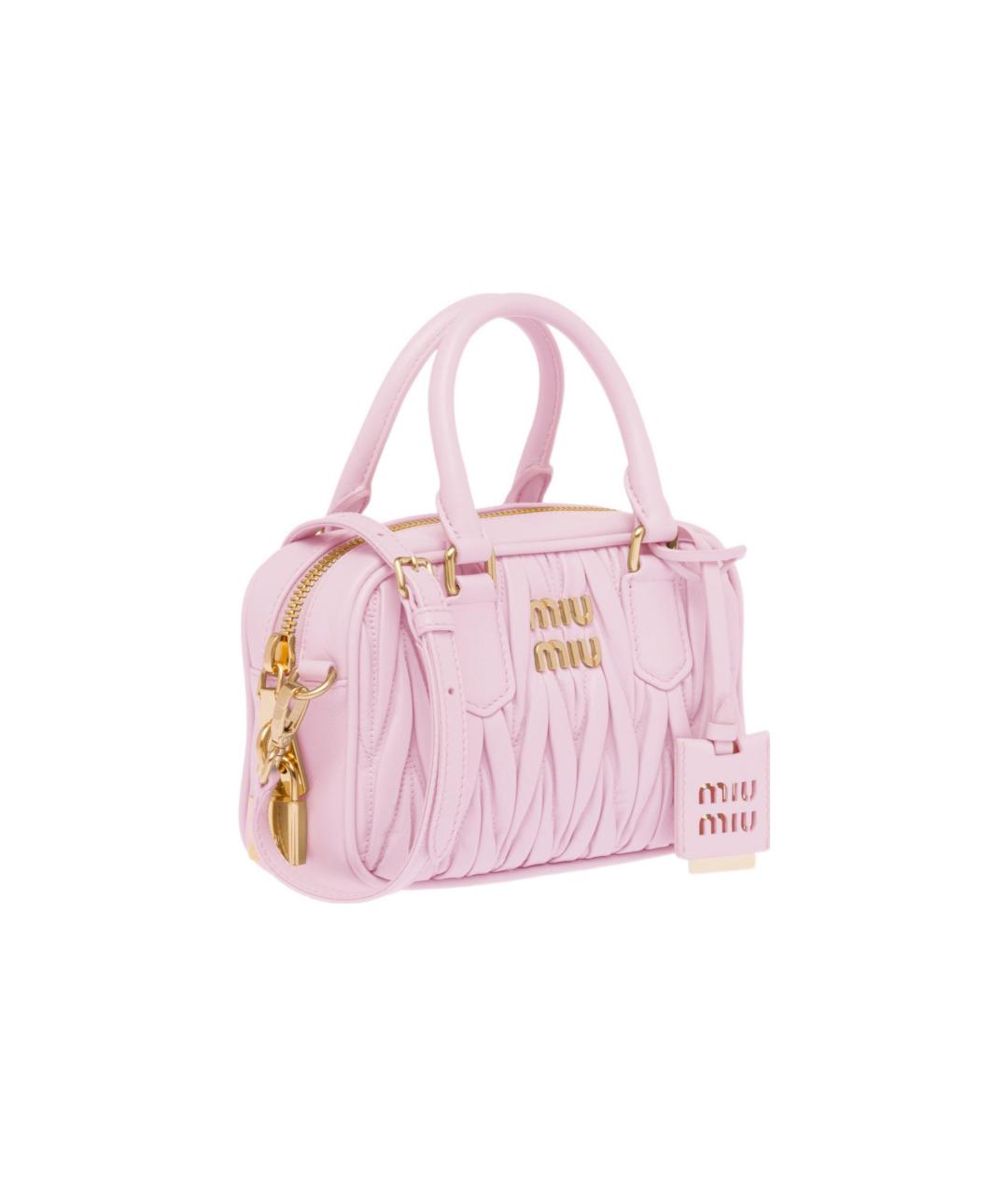 MIU MIU Розовая кожаная сумка с короткими ручками, фото 3
