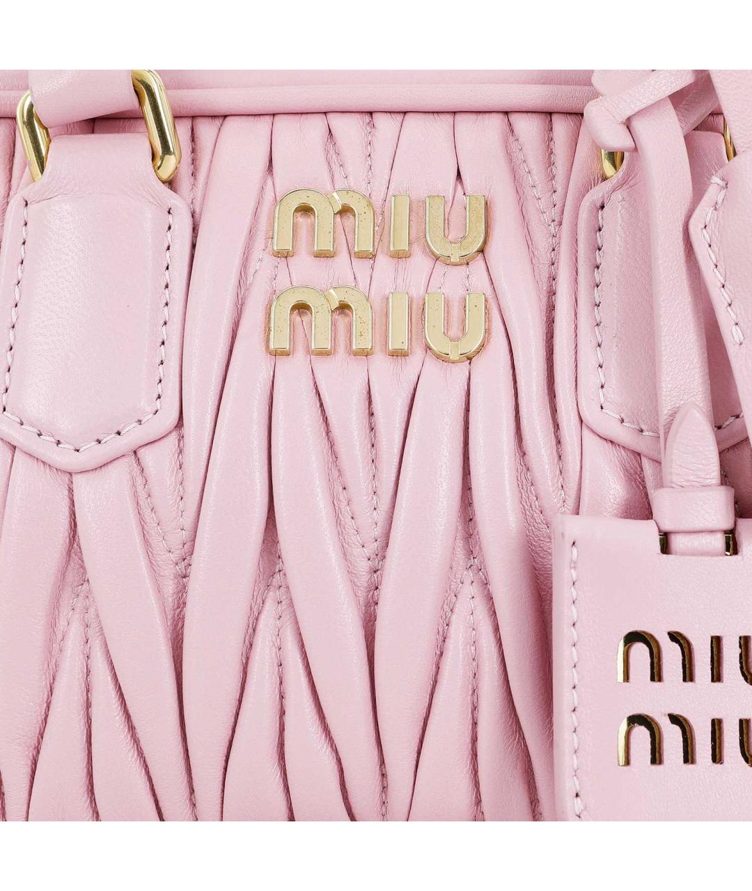 MIU MIU Розовая кожаная сумка с короткими ручками, фото 8