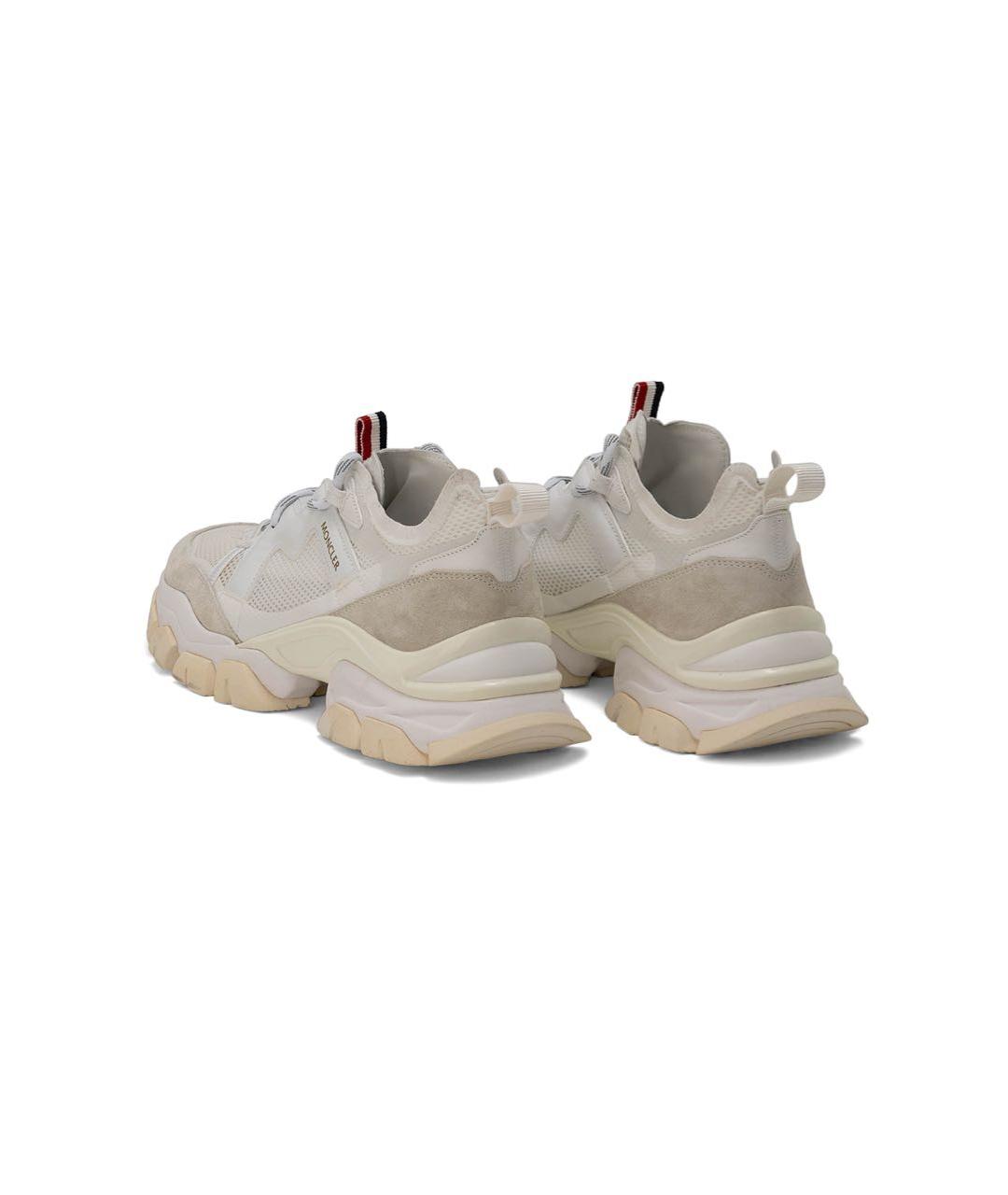 MONCLER Белые кожаные низкие кроссовки / кеды, фото 4