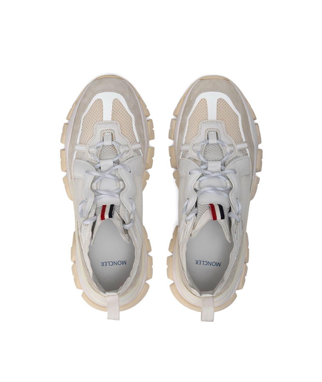 MONCLER Белые кожаные низкие кроссовки / кеды, фото 3