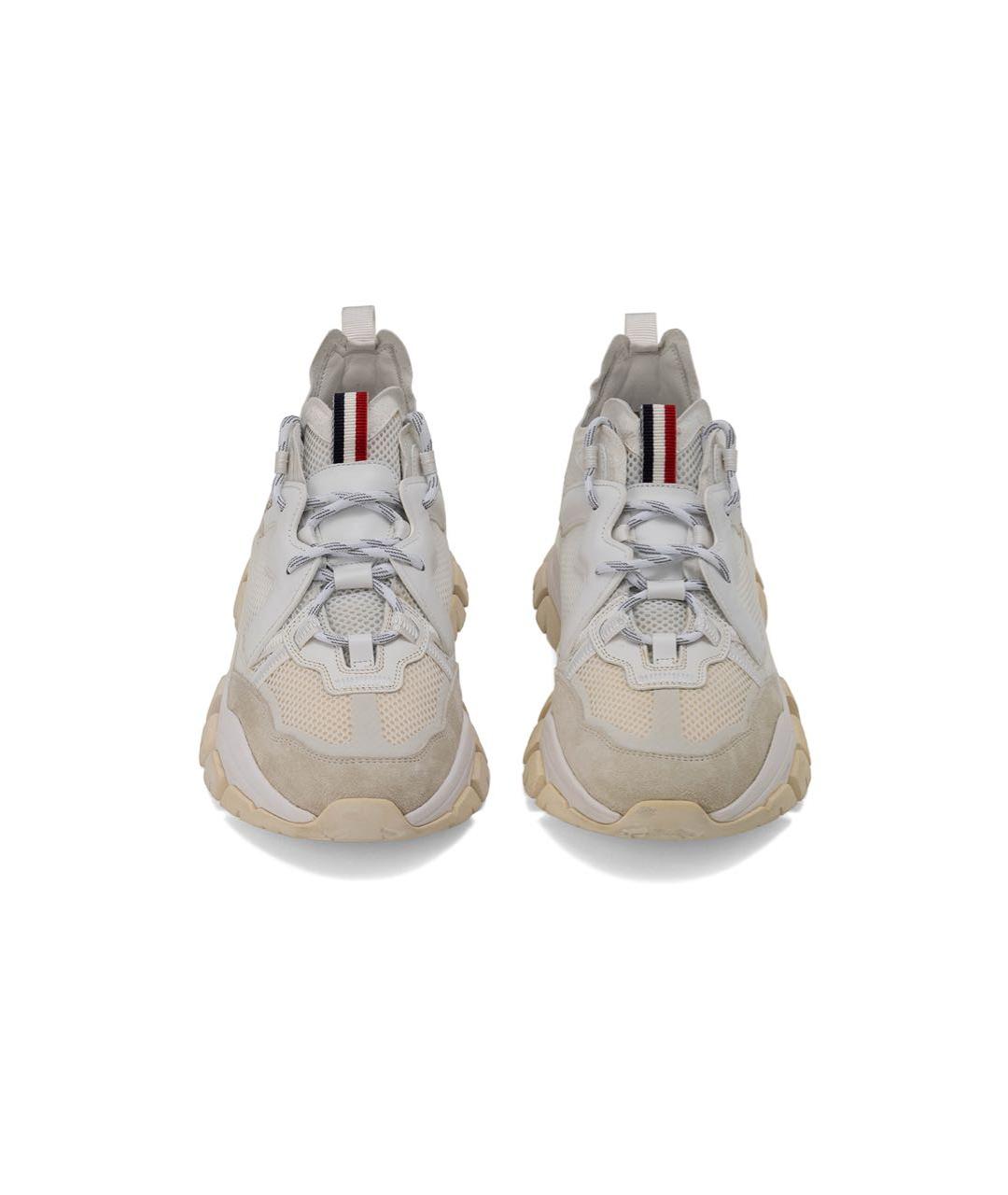 MONCLER Белые кожаные низкие кроссовки / кеды, фото 2