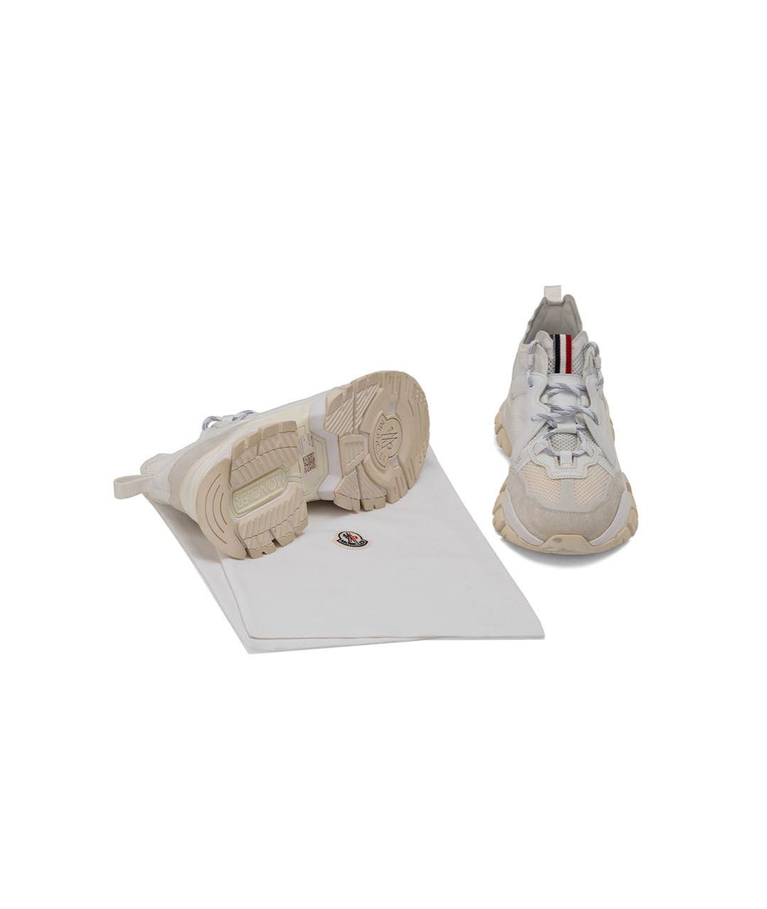 MONCLER Белые кожаные низкие кроссовки / кеды, фото 5