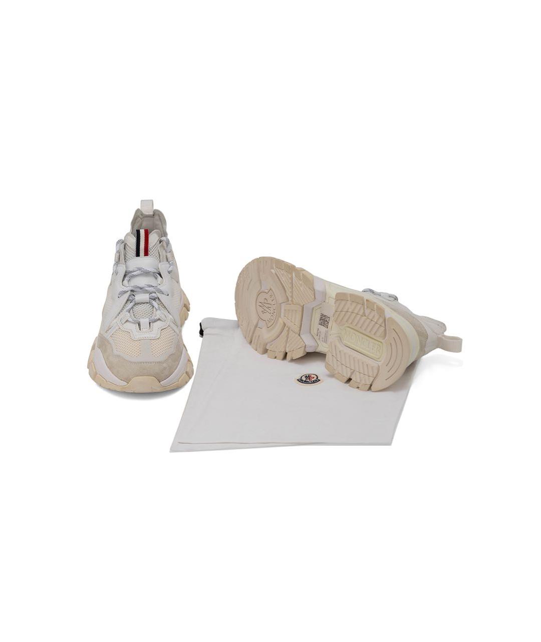 MONCLER Белые кожаные низкие кроссовки / кеды, фото 6